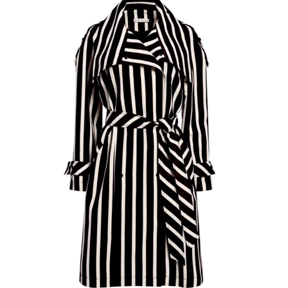 SOLD Alice & Olivia Black & White Long Trench, Medium PERFECT,.